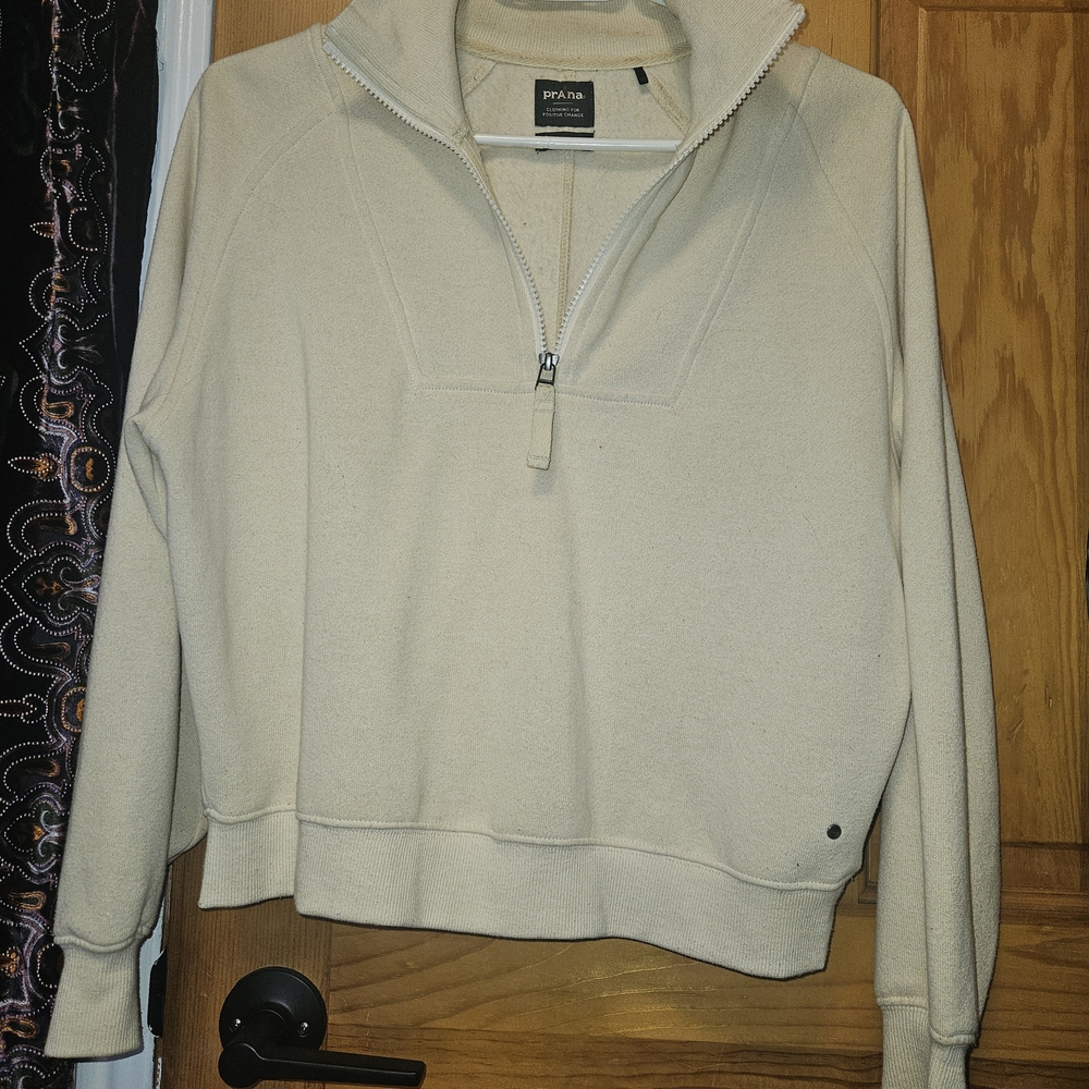 Prana Cream Half-Zip Pullover Sweater
